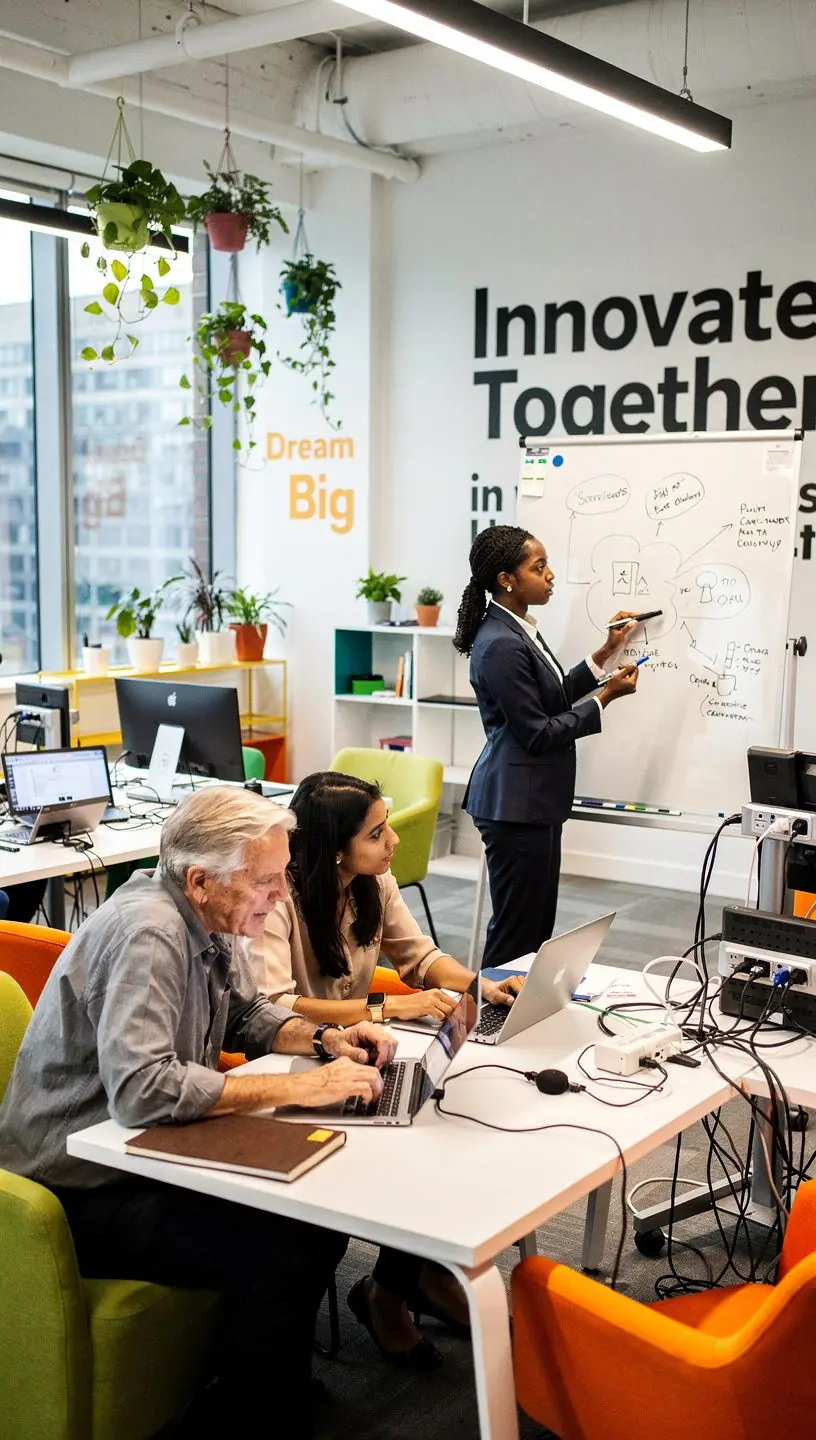 Zorganizowana przestrzeń robocza z ergonomicznymi meblami.